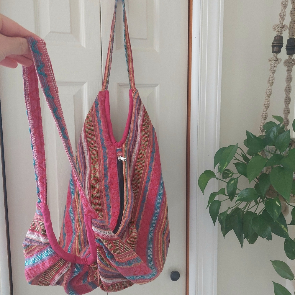 Tribe Azure 100% Cotton Shoulder Bohemian Banana Tote, Market Bag! - Picture 9 of 14